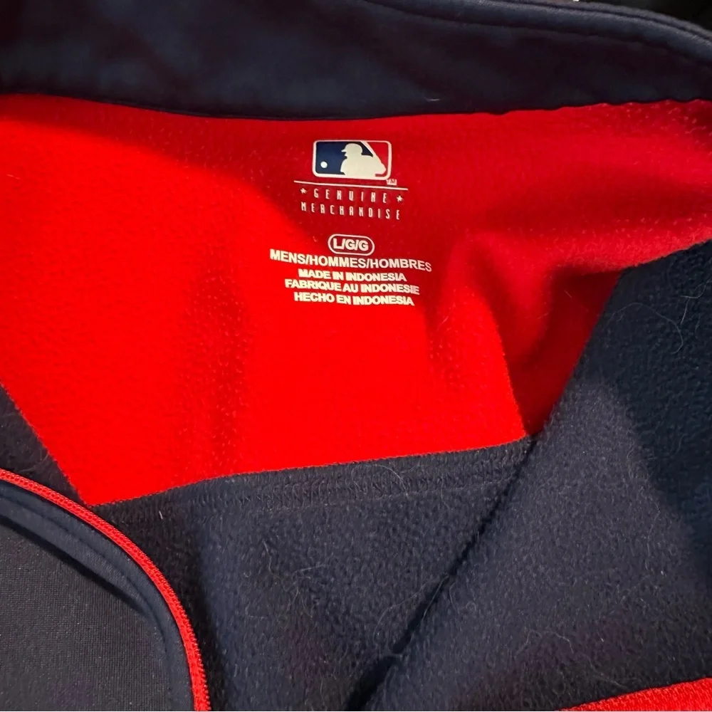 Atlanta Braves MLB Quarter Zip Pullover Men’s Large Navy Performance Fleece